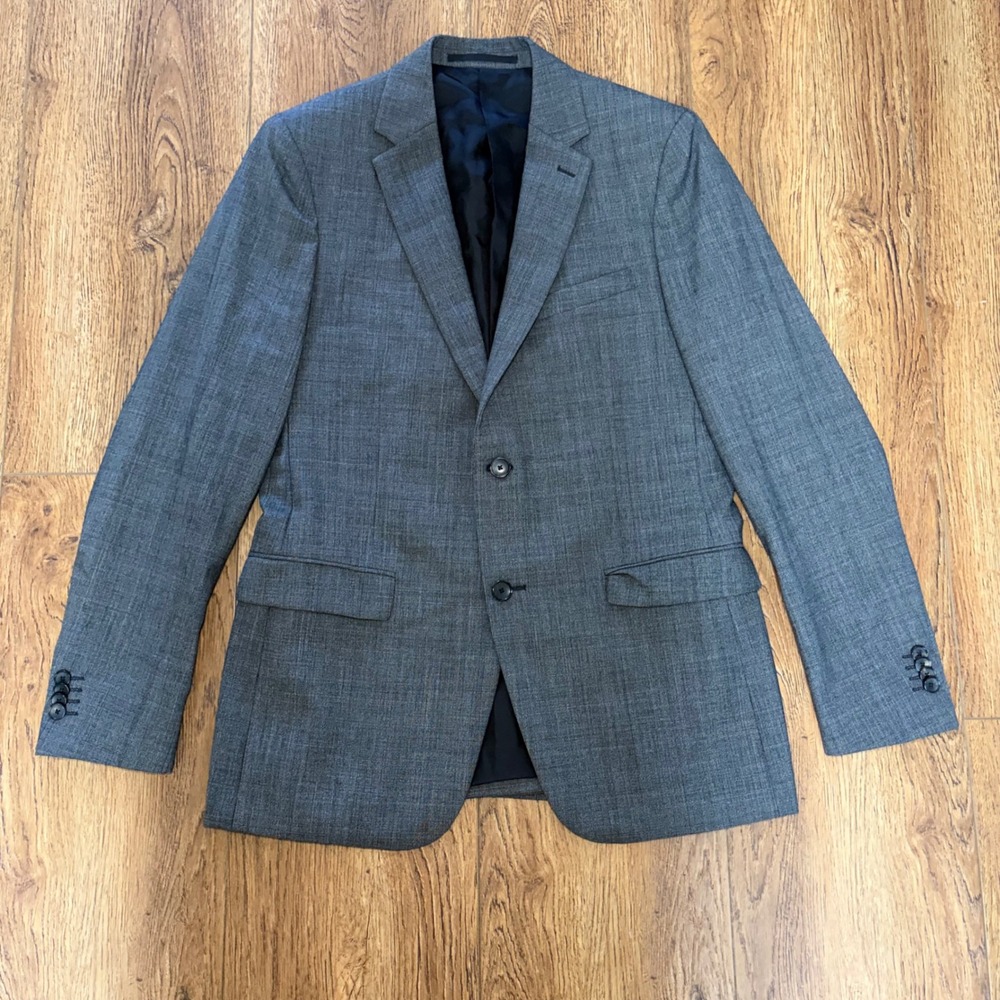 Theory Wellar Charde Mens 42R Gray Glen Plaid Wool 2-Button Blazer Sport Coat